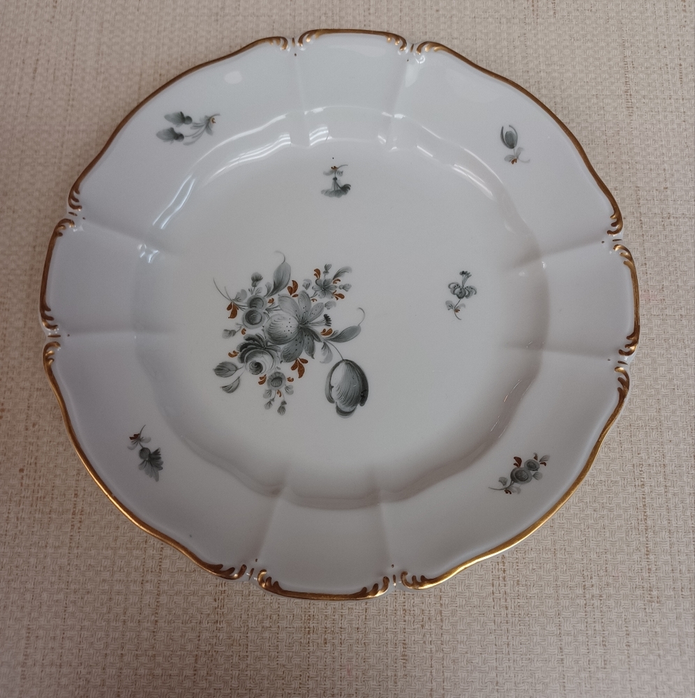 Gold silver floral cake plate Nymphenburg 1969 vintage German